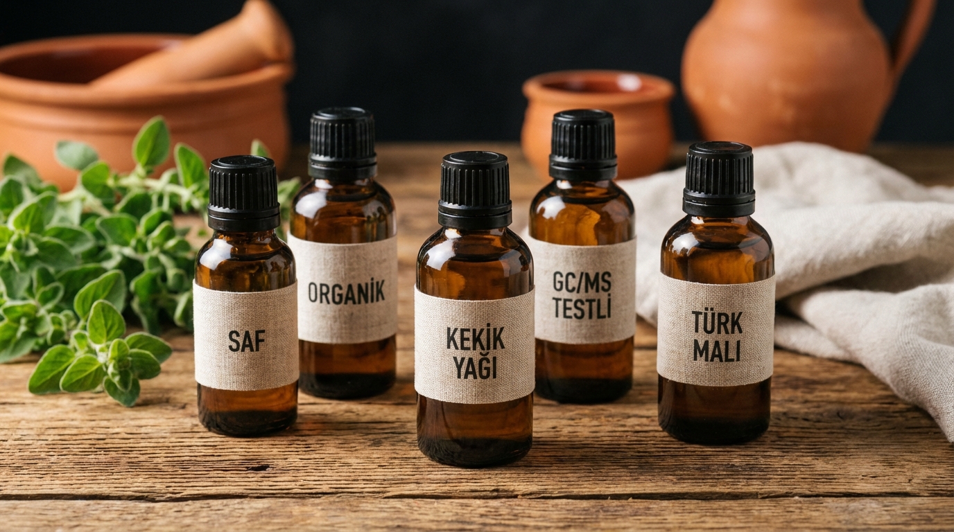 Kekik yağı damlalığı ve bir bardak su