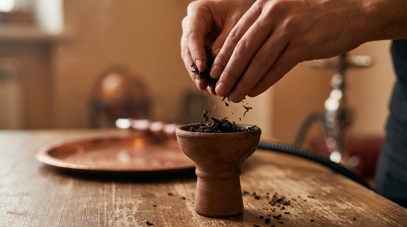 Nargile şişesine doğru su seviyesinin ayarlanması