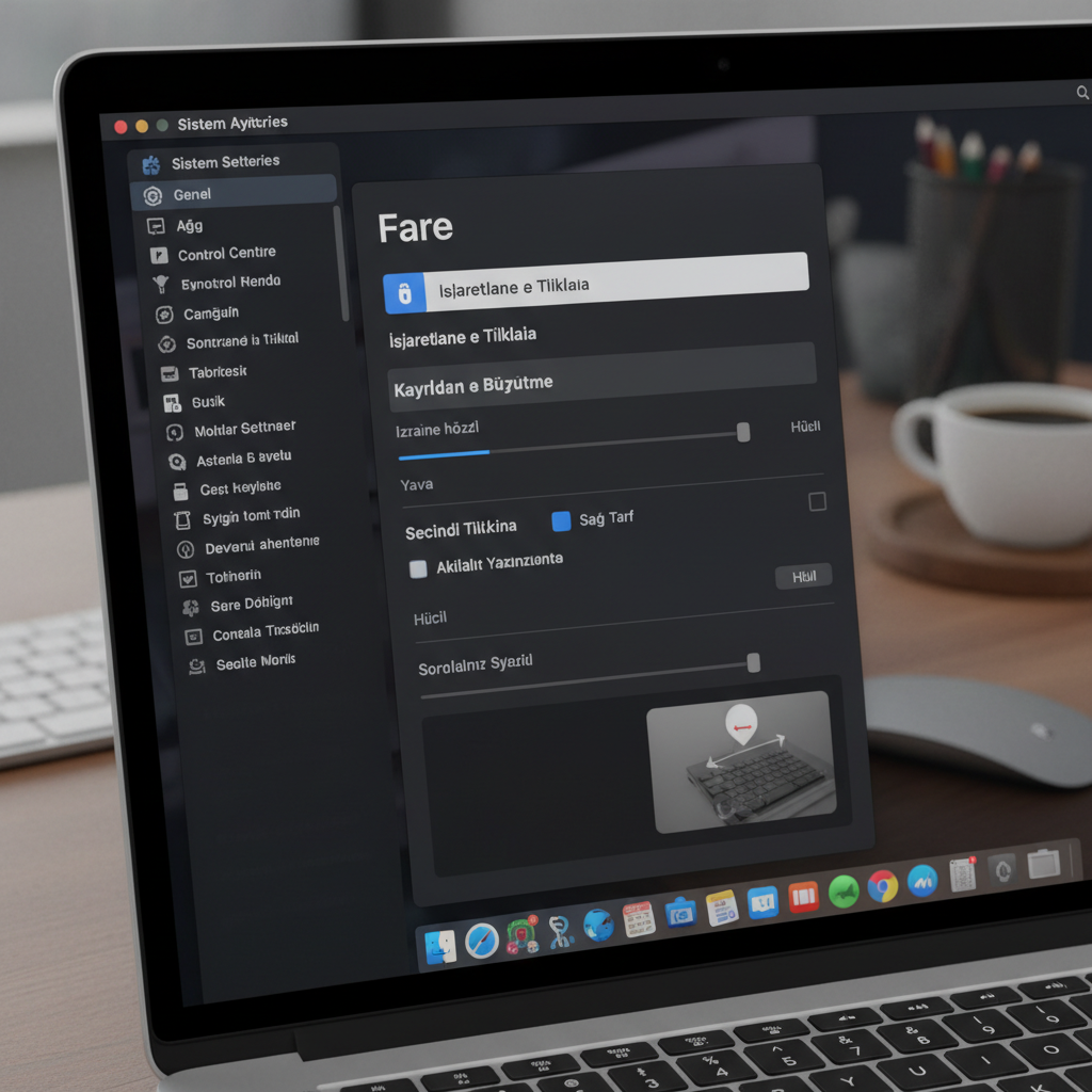Mac'te Fare ayarları ekranı
